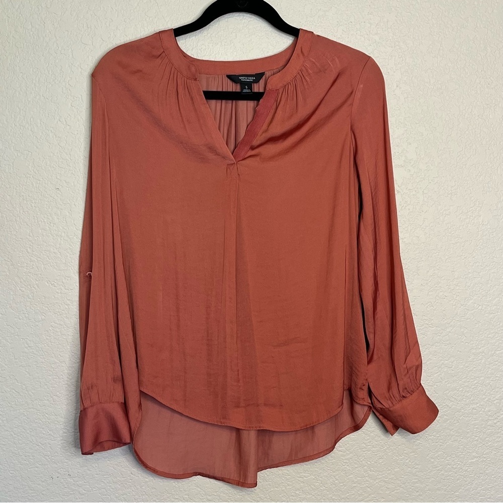 Simply Vera by Vera Wang Small Women's Rust Long Sleeve Blouse